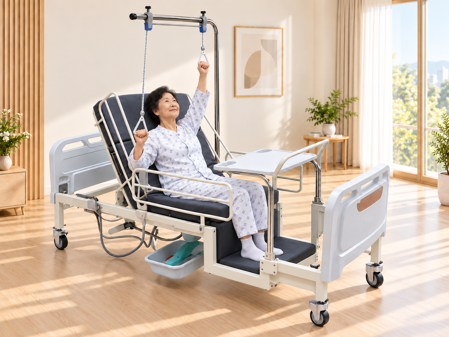 재활운동 ChairBED에 앉아 운동하는 어르신